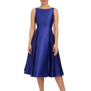 Adrianna Papell Boat Neck Sleeveless A-Line Taffeta Dress - Size 4